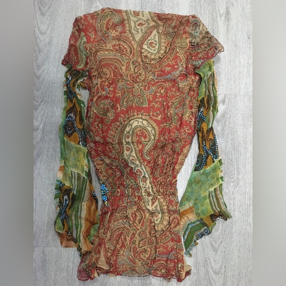 Classic Boho Embellished Sheer Blouse - Picture 5 of 6
